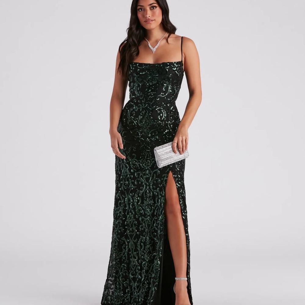 Windsor Green Sequin Prom Dress